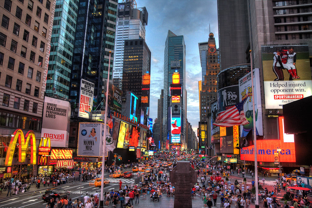 Times Square at dusk