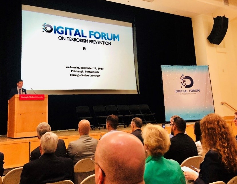 Carnegie Mellon President Emeritus Jared Cohon opens the 4th Digital Forum on Terrorism Prevention on Sept. 11, 2019 in Pittsburgh, Penn.