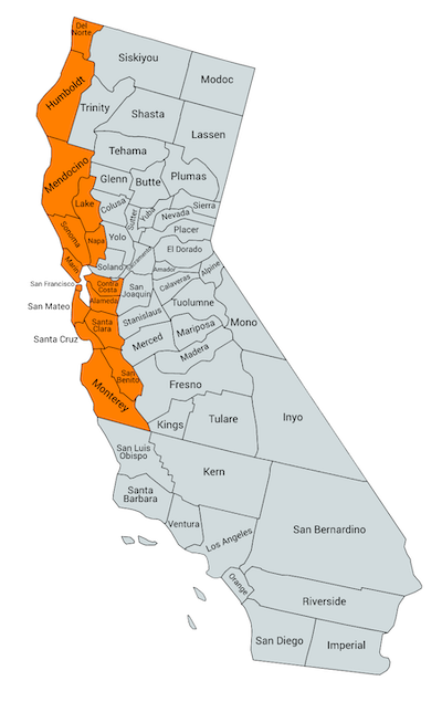 Map of California Region-2-NCRIC