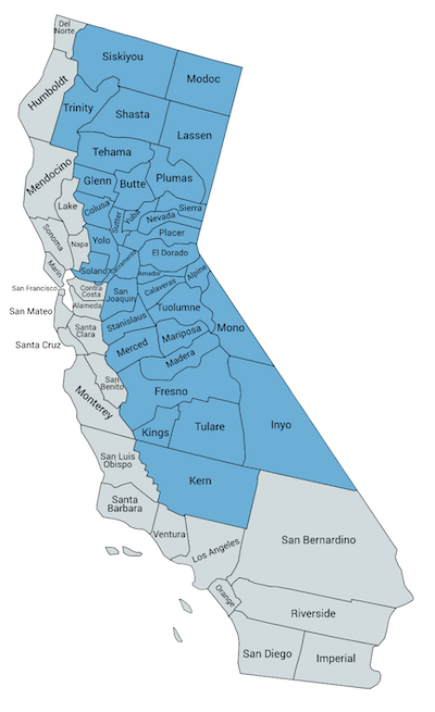 Map of California - Region-1-SacRTAC