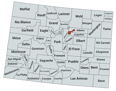 Map of Colorado: Denver