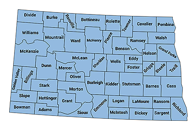 Map of North Dakota