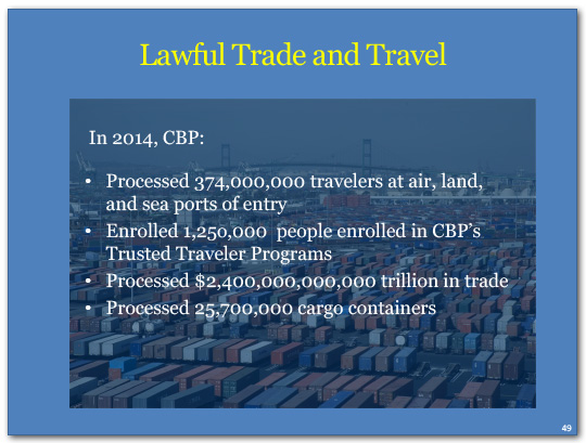 Last year CBP screened 374 million passengers at land, sea and airports, an increase of 4% from the year before, and enrolled an additional 1.25 million travelers in the various Trusted Traveler Programs, to bring total enrollment to 3.3 million members. 