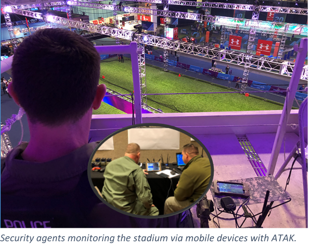Security agents at the Super Bowl monitor the stadium via mobile devices with ATAK.