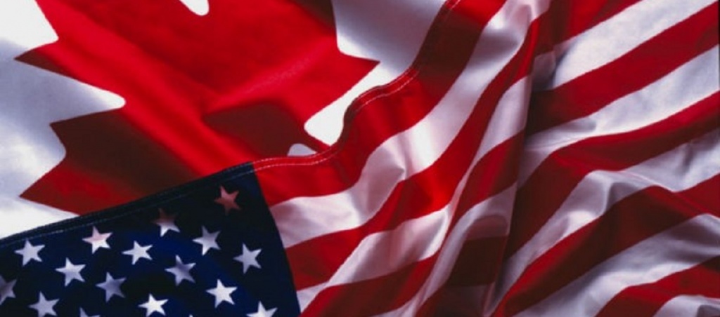 American flag and Canadian flag