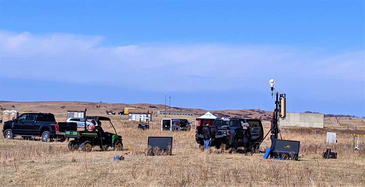 Twelve participating vendors from the aerospace and defense industries set up specialized aerial surveillance systems for field testing at Camp Grafton.
