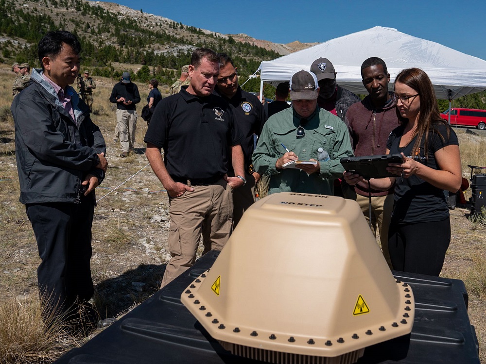 Participating vendors from the aerospace and defense industries set up a specialized radar system for field testing at Limestone Hills. 
