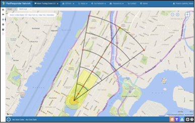 A screenshot of the RadResponder system map view.