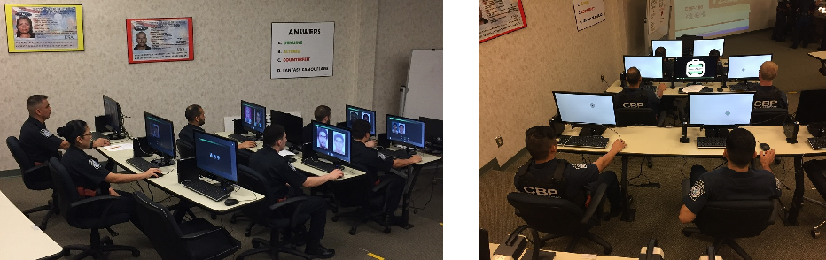 CBP officers participate in identity verification and impostor training at CBP’s OFO Academy.