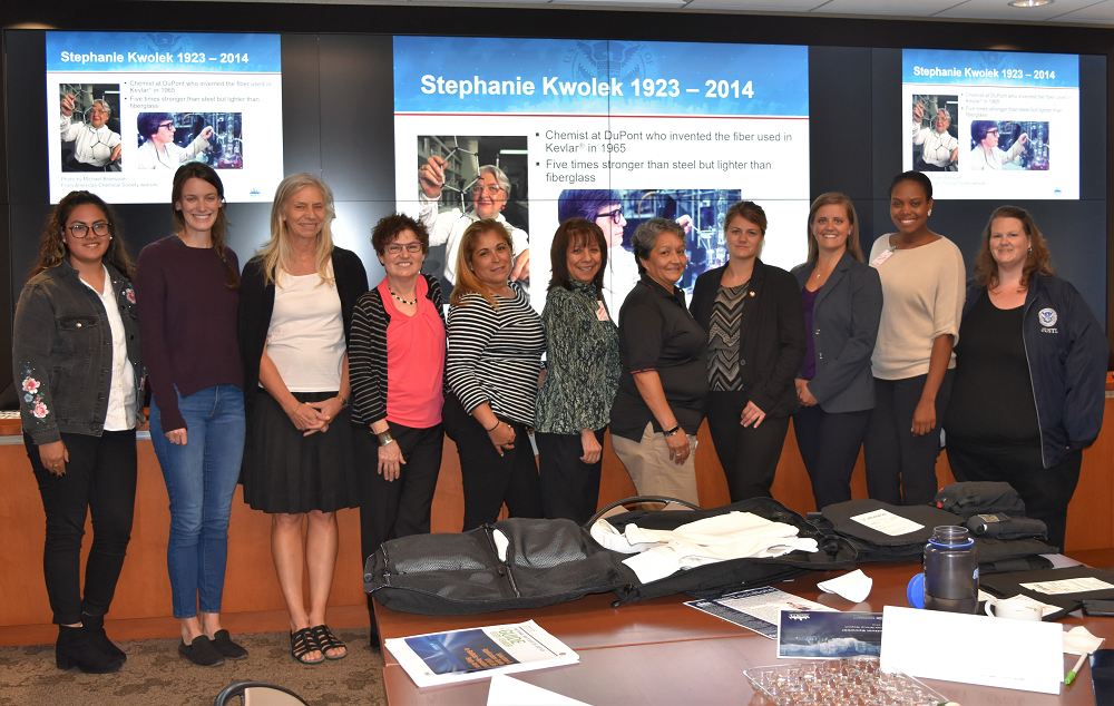 From left: NUSTL’s Brenda Velasco-Lopez, Claire Gutekanst, Karin Decker, and Gladys Klemic with focus group participants from law enforcement. At the far right is NUSTL’s Kris Dooley.