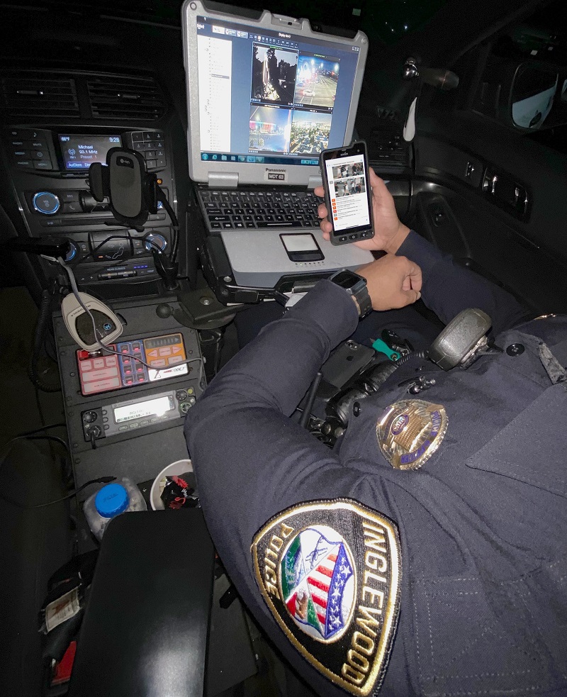 Inglewood Police Department shares photos from the field through Bridge4PS on both Mobile Data Computers (MDCs) and smartphones.