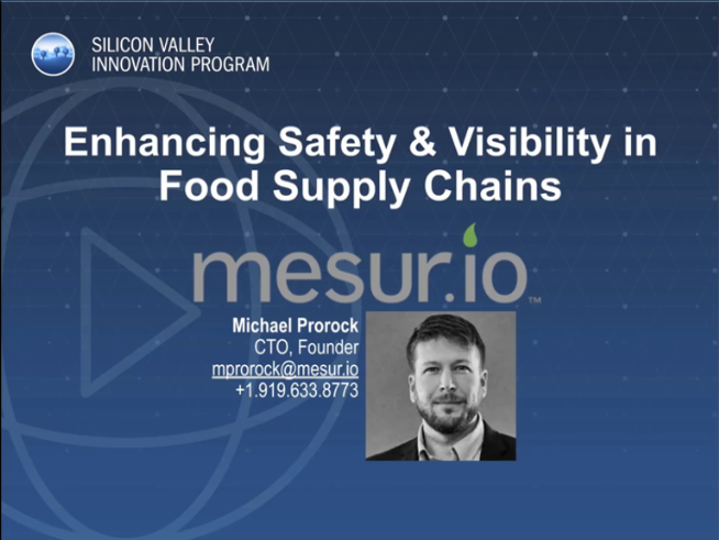 Enhancing Safety & Visibility in Food Supply Chains. Mesur.io. Image of Michael Prorock, CTO, Founder mprorock@mesur.io +1.919.633.8773