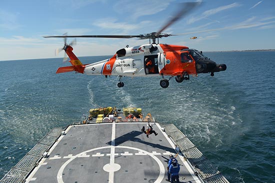 Coast Guard Crews Work Together To Conduct Helicopter Hoists During Operation Orange Flag In The Rhode Island Sound