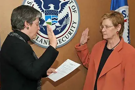 Dr. Tara O’Toole at swearing in ceremony by Secretary Janet Napolitano.