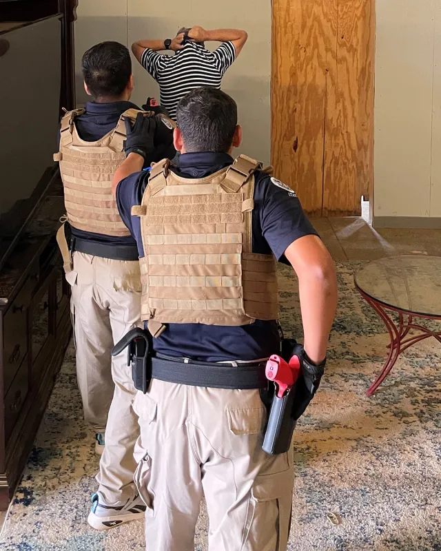 Pictured are two members of TCIU Peru participating in tactical entry training