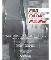 When you can't walk away sex trafficking awareness poster