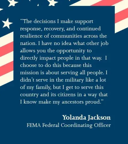 A quote from the award recipient, Yolanda Jackson. 