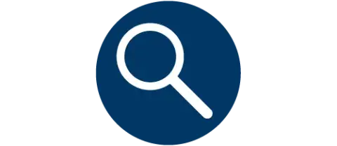 Magnifying Glass Icon with Blue Background 