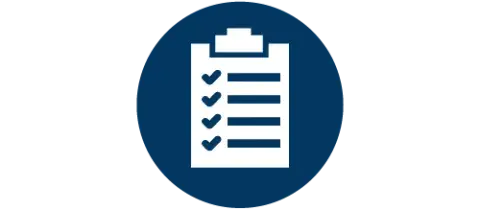 Clipboard Icon with checkmarks and blue lines
