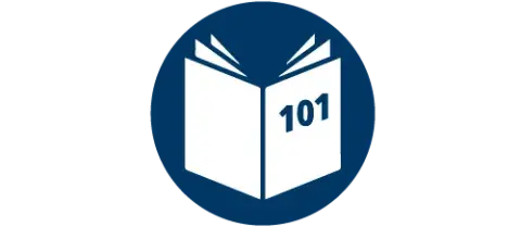 Icon of a book with the number 101.  