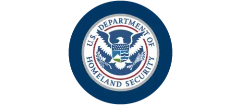 DHS seal with a blue background
