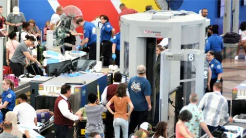 TSA Screening line and machine
