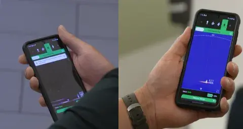 DePLife app displayed on a mobile phone in two separate photos in a persons hand.