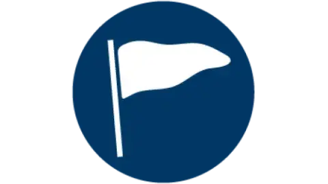 Blue icon with a white alert flag