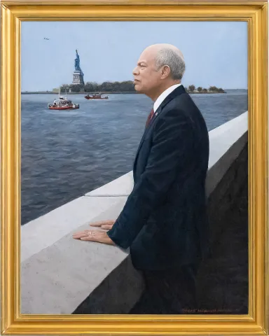 Official portrait of Secretary Jeh Johnson, unveiled at DHS Headquarters in Washington, DC on January 24, 2023.