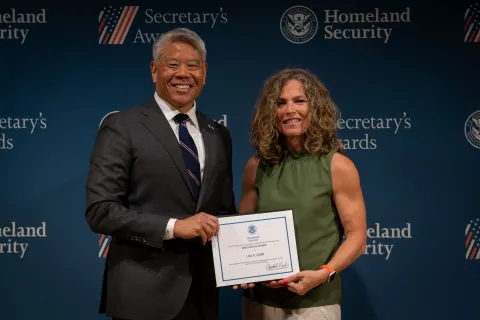 DHS Deputy Secretary John Tien with Innovation Award recipient, Lisa A. Dorr.