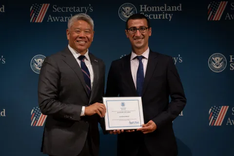 DHS Deputy Secretary John Tien with Leadership Excellence Award recipient, Ihsan Gunduz.