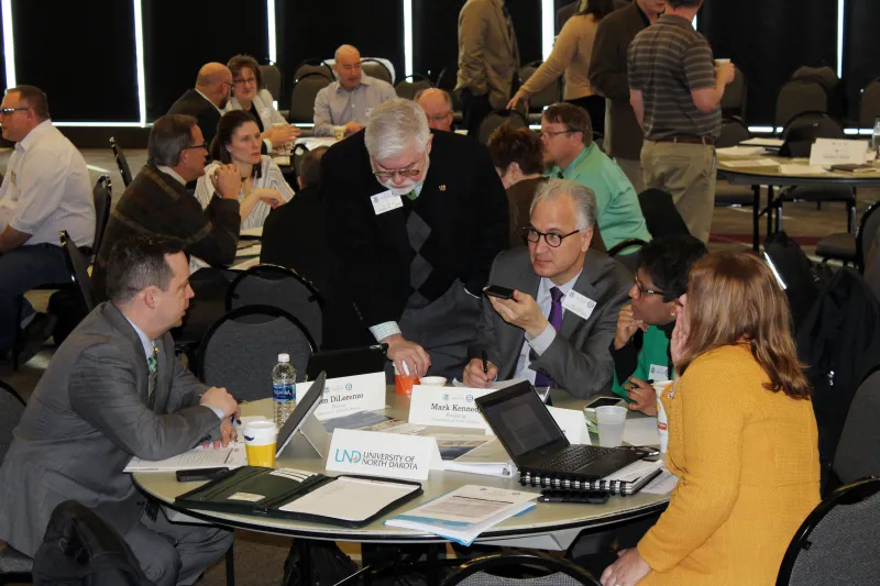 University leadership discuss cybersecurity at the 2018 North Dakota Leadership Tabletop Exercise. (DHS OAE)