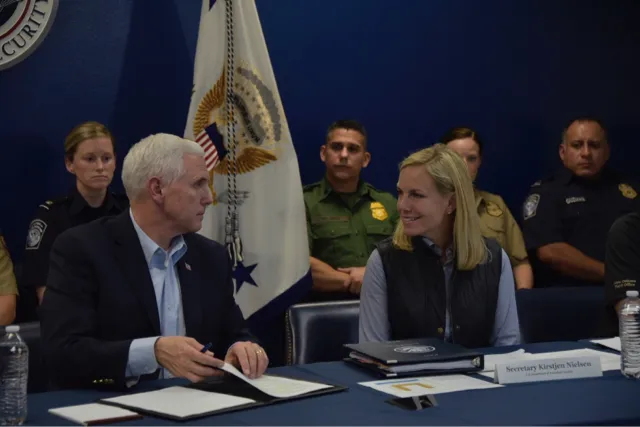 Vice President Pence and Secretary Nielsen during Roundtable