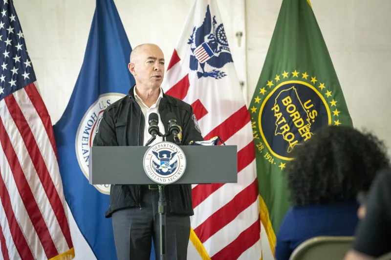 Secretary of Homeland Security Alejandro N. Mayorkas leads Congressional delegation to the U.S. Customs and Border Protection Donna Processing Facility on May 7, 2021.