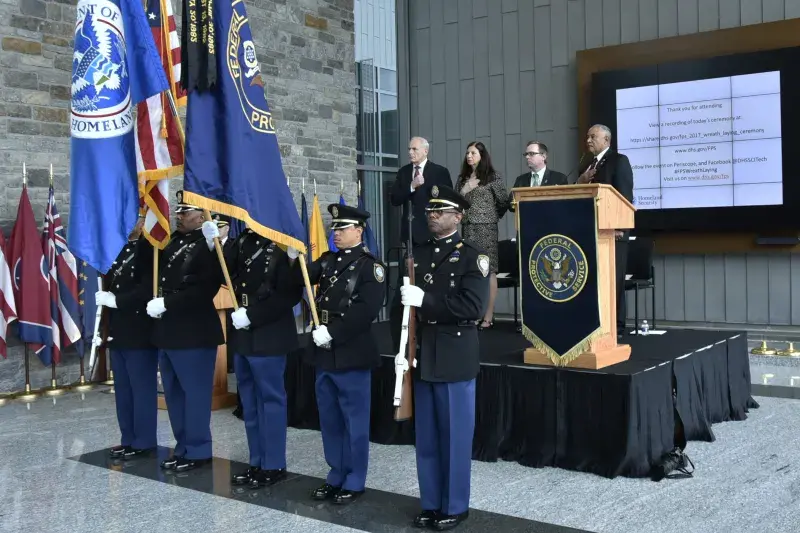 Secretary Kelly and Deput Secretary Duke participate in Federal Protective Service Wreath Ceremony.