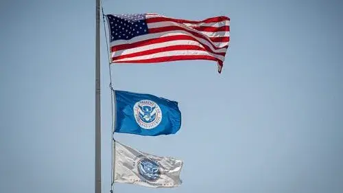 American flag, DHS flag, DHS component flag