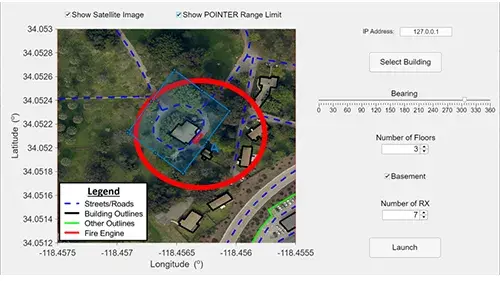 View of the POINTER visualization system with satellite imagery overlaid.