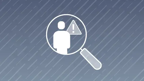 icon of magnifying glass identifying person of interest on slanted line background