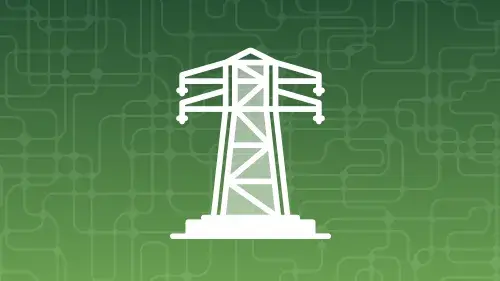 icon of electrical tower on grid background