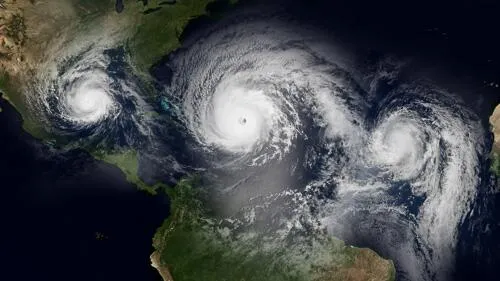 Multiple hurricanes in the Gulf of Mexico and Atlantic ocean