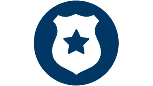 Badge icon with star in center with a blue background
