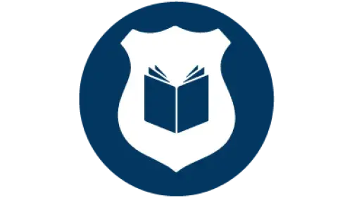 White Badge with Blue book in the center