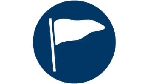White flag icon with blue background