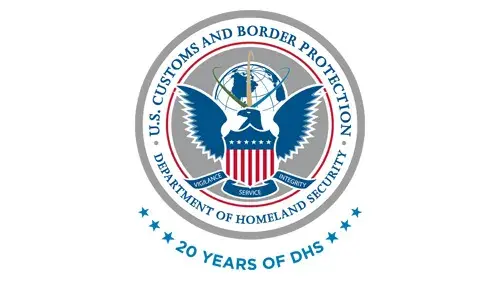 CBP logo with "20 Years of DHS" below the CBP logo in blue