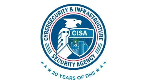 CISA logo with "20 Years of DHS" below the CISA logo in blue