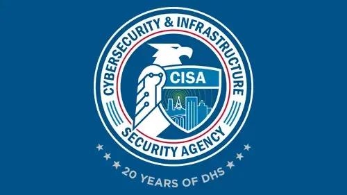 CISA logo with "20 Years of DHS" below the CISA logo in gray