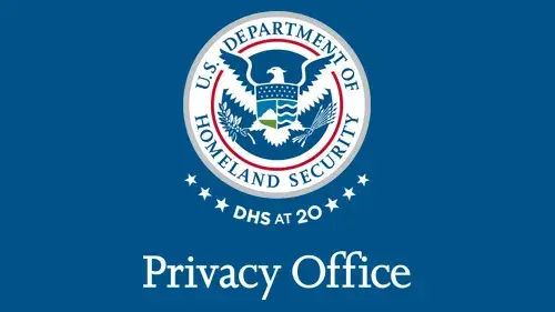 Vertical PRIV wordmark/lockup in white with "DHS at 20" below the DHS seal