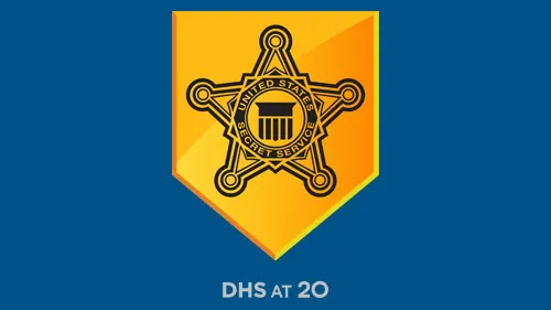 USSS logo with "DHS at 20" below the USSS logo in gray