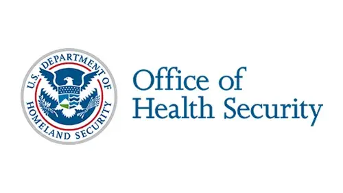The Office of Health Security (OHS) DHS logo with wordmark