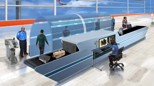 illustration of airport self-service screening 